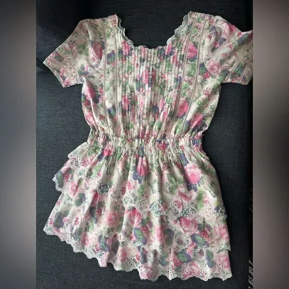 Loveshackfancy Mavis Ruffle Eyelet Floral Mini Dress Size Small - Picture 12 of 16